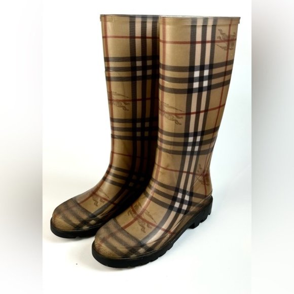 Burberry Nova Check Rubber Rain Boots - Picture 1 of 14
